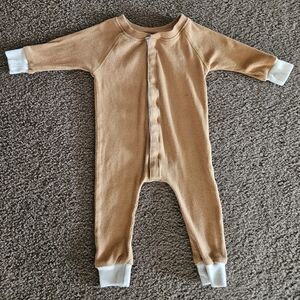 Soft Tan Kids Bodysuit with White Accents